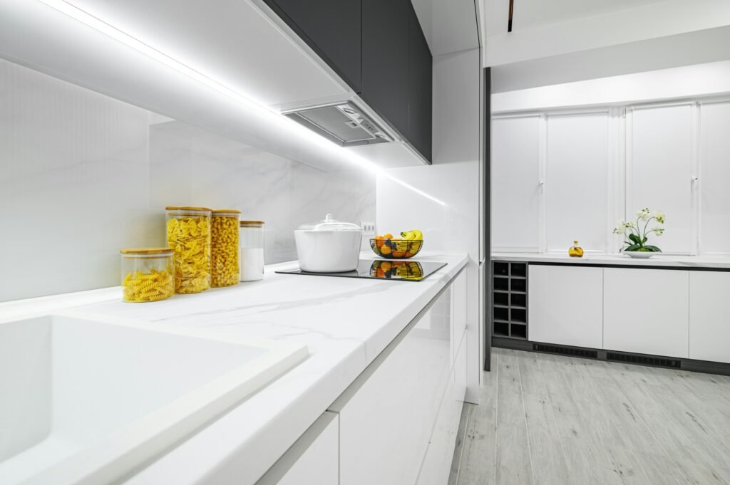 Luxury white and black modern marble kitchen